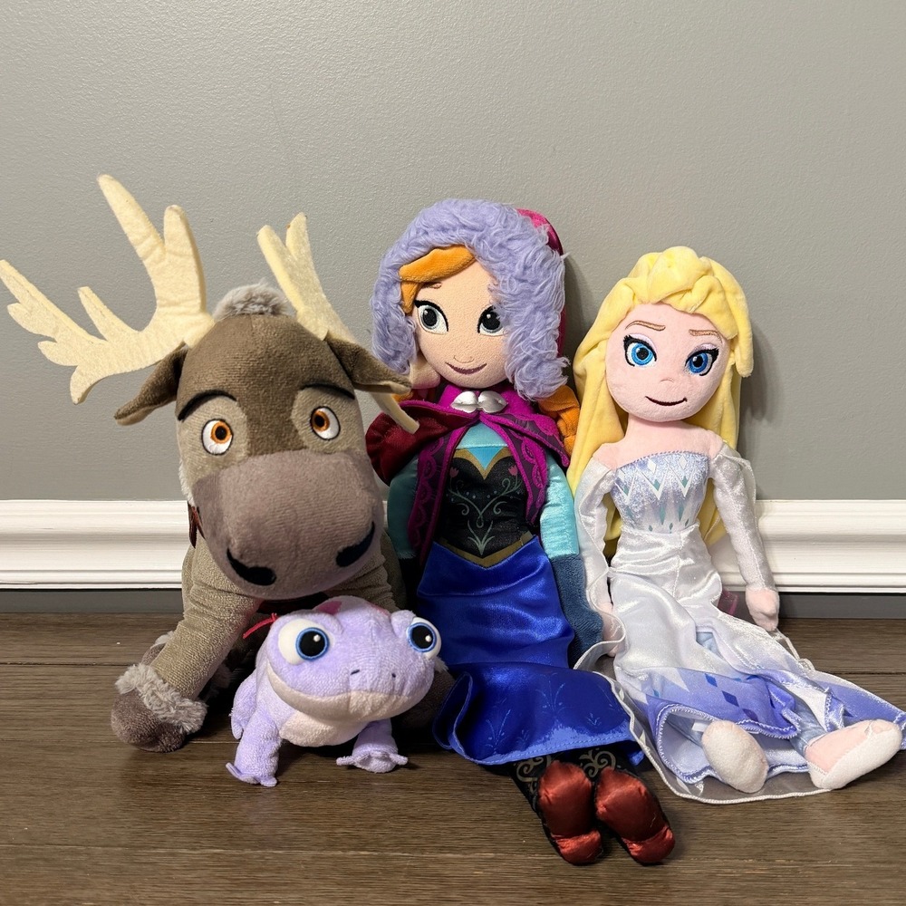 Disney Frozen Plush Lot Elsa Anna Sven Bruni Fire Spirit Stuffed Animal Toys 4pc